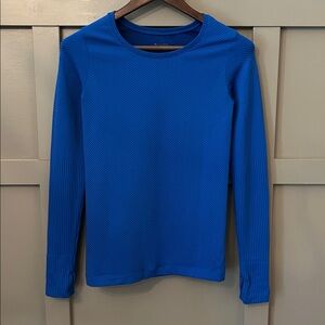 Athleta Long Sleeve Top Textured Ribbed Knit Cobalt Blue Size Small